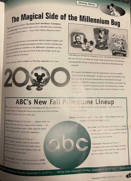 Disneyland Line September 10, 1999 Cast Member Magazine Mickey Mouse