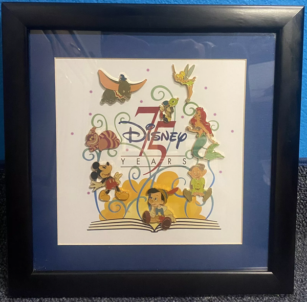Disney 75 Years of Love and Laughter Pin set of 8 framed Ltd Ed Dumbo Mickey