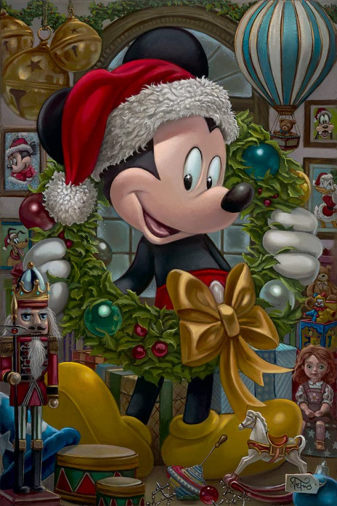 Christmas Mickey by Jared Franco Limited Edition Giclée On Canvas Inspired by Mickey Mouse