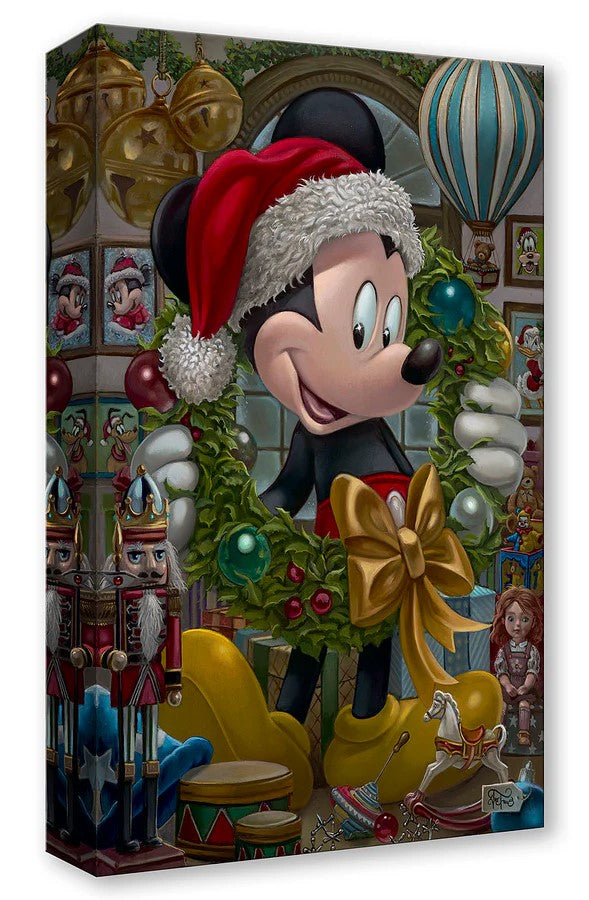 Christmas Mickey Treasure On Canvas by Jared Franco Featuring Mickey Mouse