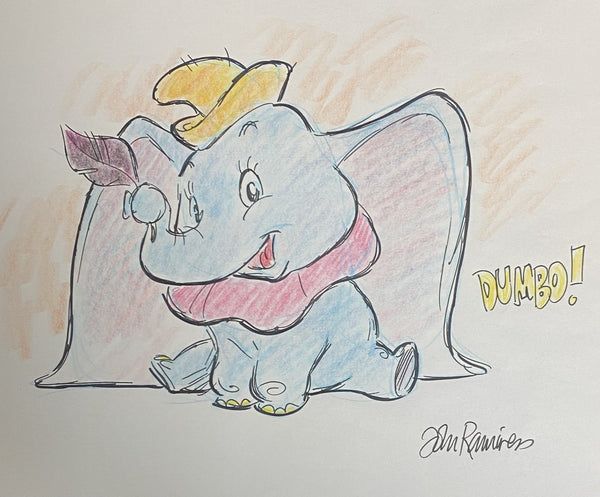 Dumbo Original Drawing By Animator John Ramirez Framed