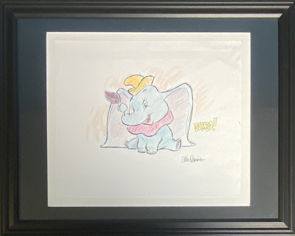 Dumbo Original Drawing By Animator John Ramirez Framed