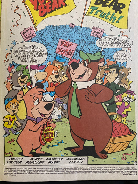Hanna-Barbera Archie Comics Signed By Joe Barbera Yogi Bear Comic Book #3