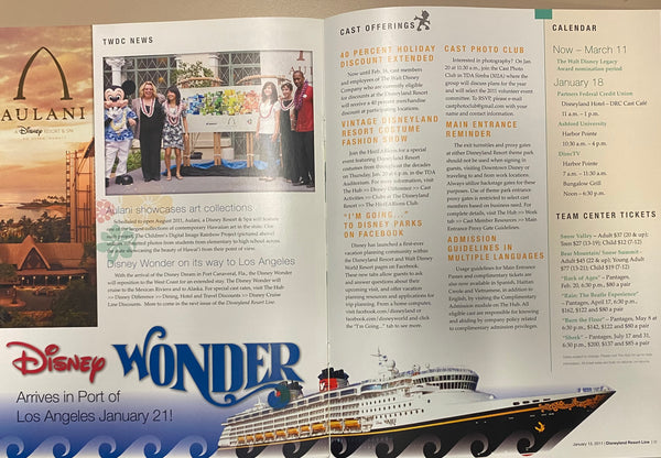 Disneyland Line Magazine January 2011 Cast Member Publication Under Construction