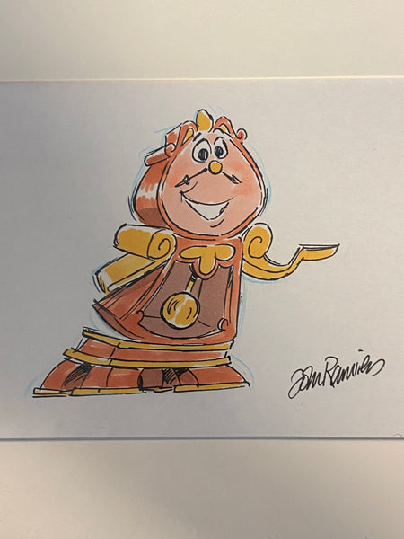 Cogsworth II Original Drawing By Animator John Ramirez Framed