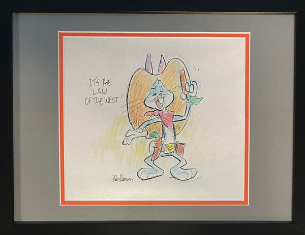 Cowboy Bugs Bunny I Original Drawing By Animator John Ramirez Framed