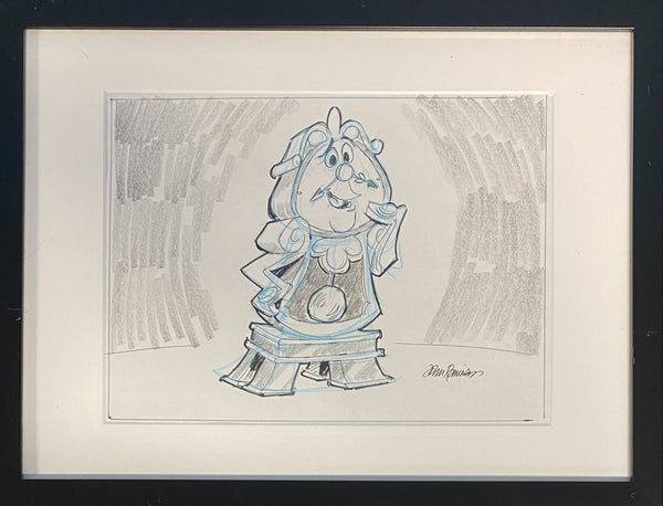 Cogsworth I Original Drawing By Animator John Ramirez Framed