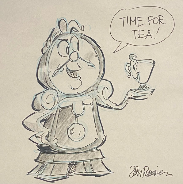 Cogsworth III Original Drawing By Animator John Ramirez Framed