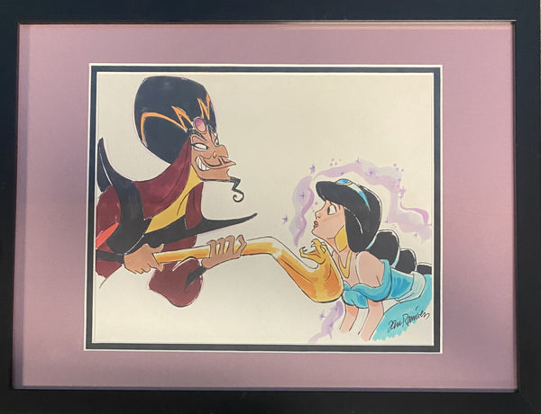 Jasmine and Jafar I Original Drawing By Animator John Ramirez Framed
