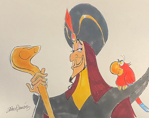 Jafar and Iago I Original Drawing By Animator John Ramirez Framed