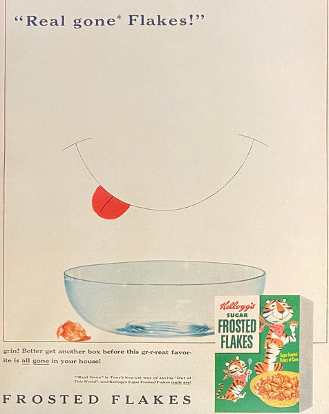 Vintage 1954 Kellogg's Frosted Flakes Framed Ad  16x12