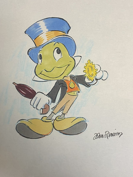 Jiminy Cricket II Original Drawing By Animator John Ramirez Framed
