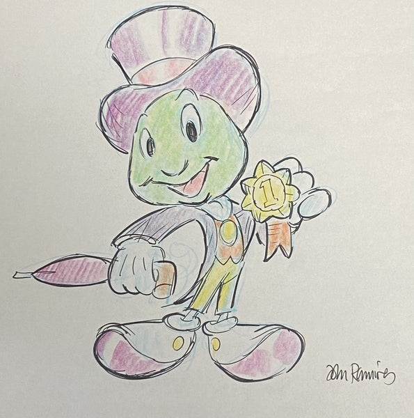Jiminy Cricket I Original Drawing By Animator John Ramirez Framed