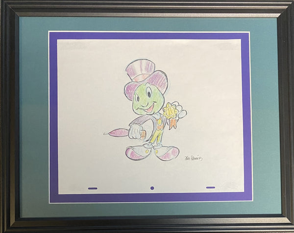 Jiminy Cricket I Original Drawing By Animator John Ramirez Framed