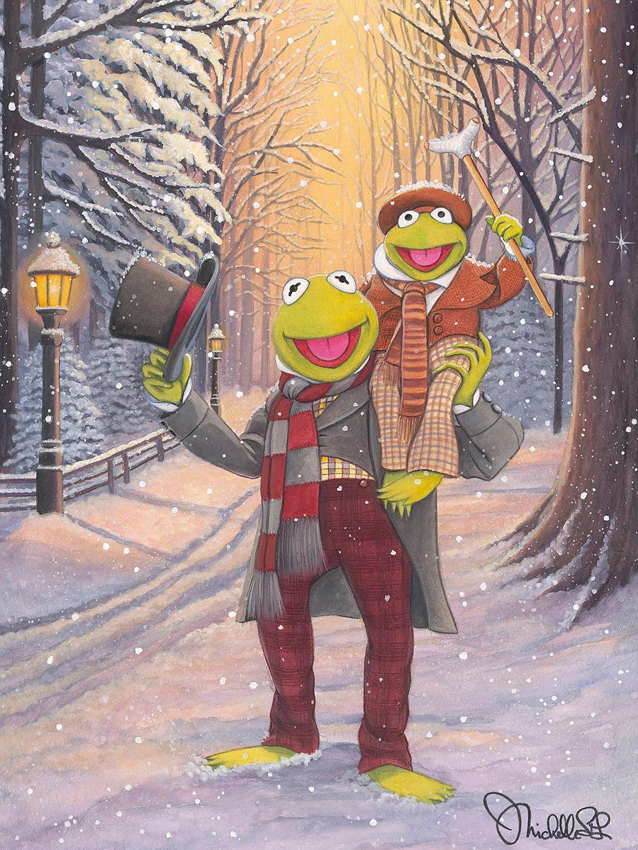 Kermit and Tiny Tim By Michelle St. Laurent Limited Edition Inspired by Muppet Christmas Carol