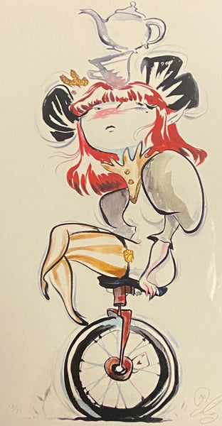 Maddy's Unimpressed Framed Large Print by Miss Mindy - Hand Embellished - Gold Foil
