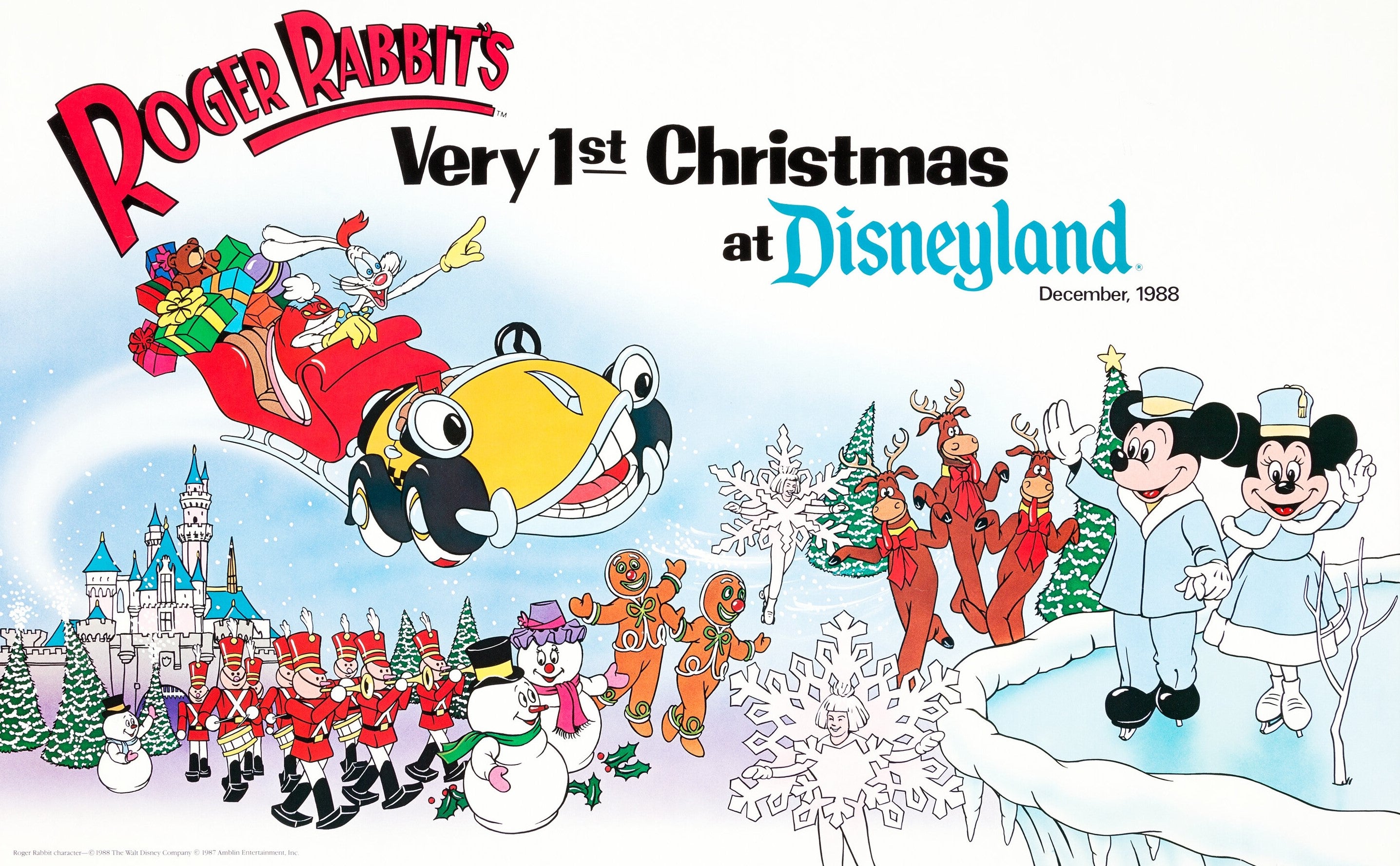 Roger Rabbit's Very First Christmas at Disneyland Poster (Walt Disney, 1988)