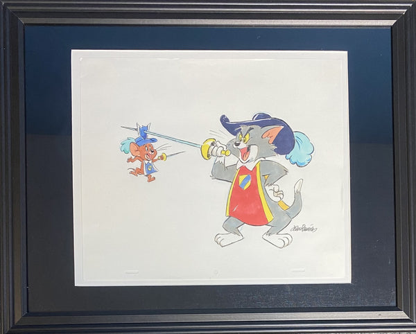Tom and Jerry Three Musketeers Original Drawing By Animator John Ramirez Framed