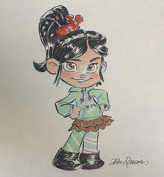 Vanellope Von Schweetz Original Drawing By Animator John Ramirez Framed
