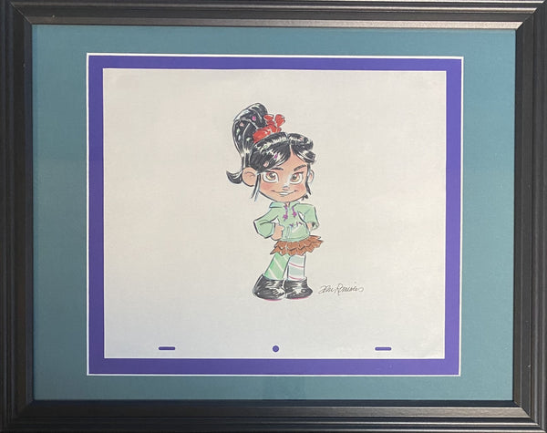 Vanellope Von Schweetz Original Drawing By Animator John Ramirez Framed
