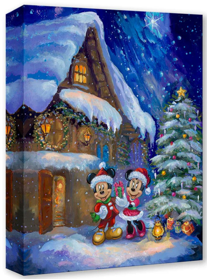 Winter Wishes At The Cottage by Elena Penkova Treasure On Canvas featuring Mickey and Minnie Mouse