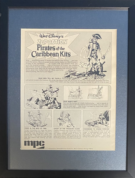 Vintage 1970s Zap Action Pirates of The Caribbean Kits Toy Disney Framed Ad 16x12