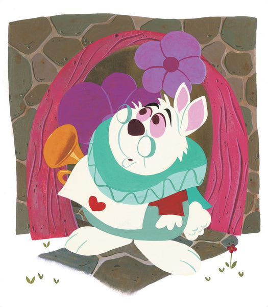 White Rabbit Framed by Daniel Arriaga inspired by Alice in Wonderland