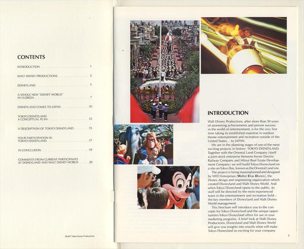 Disney Tokyo Disneyland Early All-Color 24-page Promotional Book for Sponsors, Bound in Folder, 1977