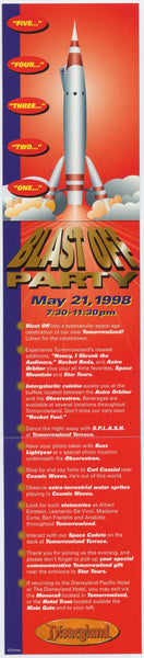 Disneyland New Tomorrowland Program for Cast Member Blast off Party on May 21, 1998