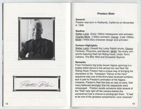 Tribute to Pioneers of Animation Program Book for Event w/ Signatures of 25 Legendary Artists 1994