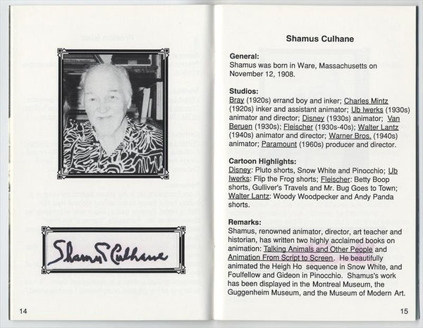 Tribute to Pioneers of Animation Program Book for Event w/ Signatures of 25 Legendary Artists 1994