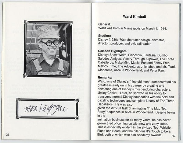 Tribute to Pioneers of Animation Program Book for Event w/ Signatures of 25 Legendary Artists 1994