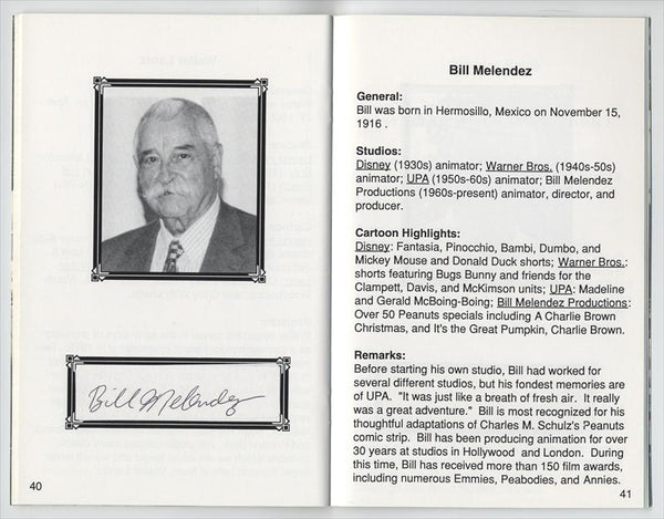 Tribute to Pioneers of Animation Program Book for Event w/ Signatures of 25 Legendary Artists 1994